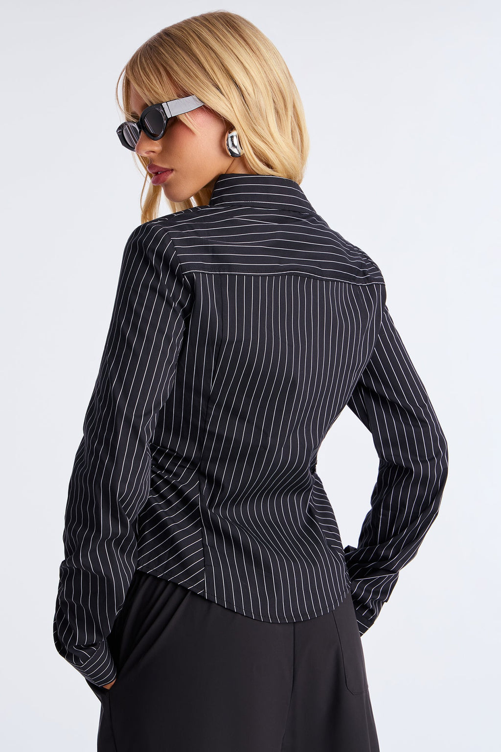 Time Of My Life Pinstripe Poplin Shirt - Black/combo