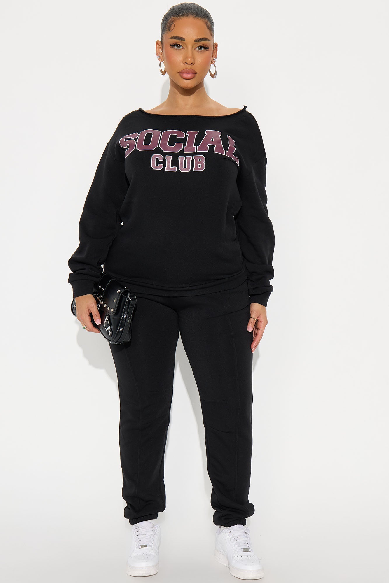 Social Club Fleece Jogger Set - Black