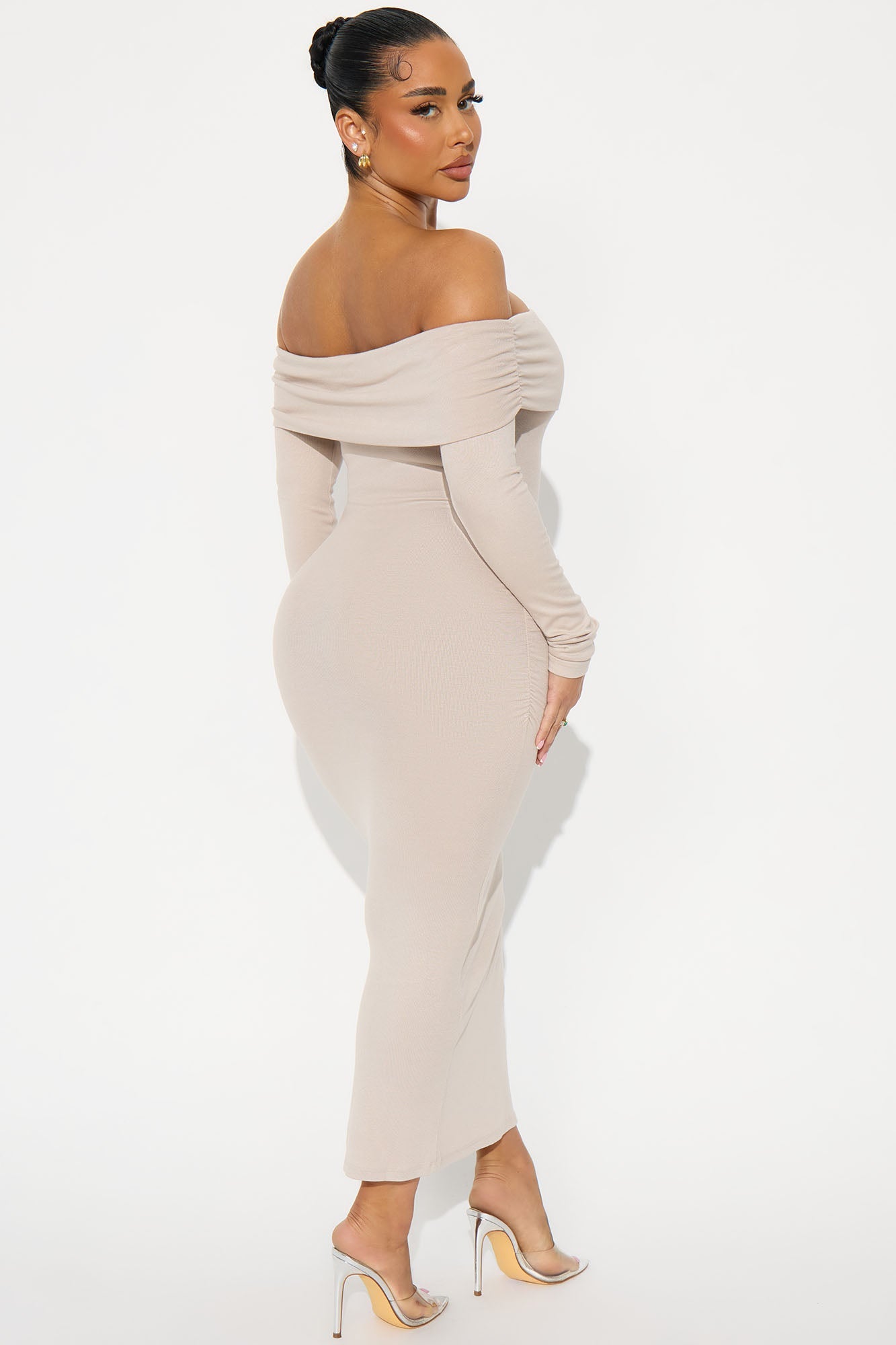Moreen Off Shoulder Maxi Dress - Tan