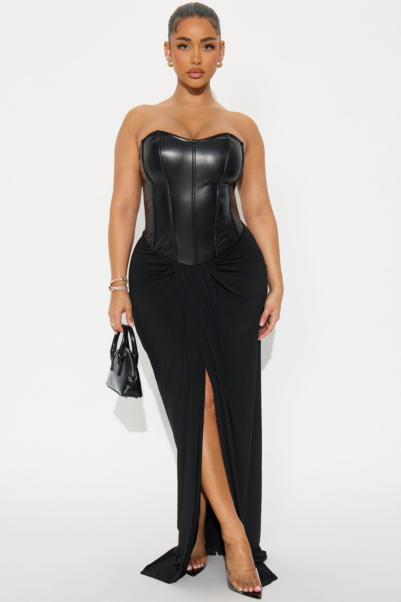 Gone Bad Faux Leather Maxi Dress - Black