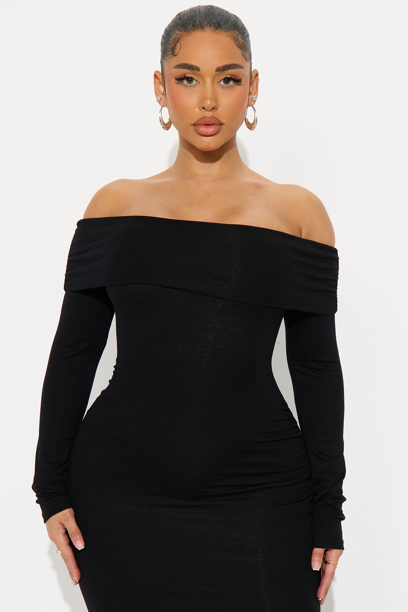 Moreen Off Shoulder Maxi Dress - Black