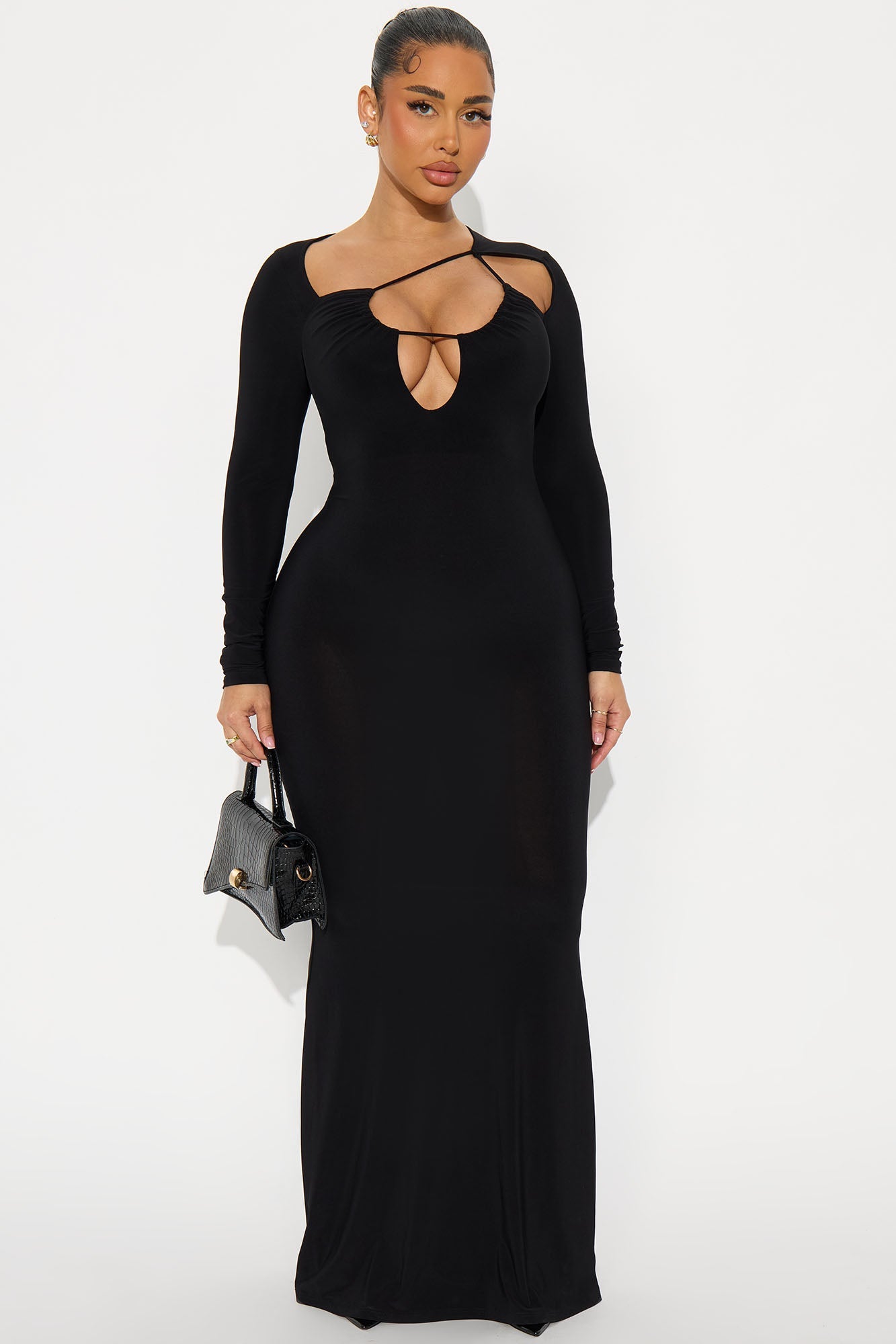 Caught You Staring Strappy Maxi Dress - Black