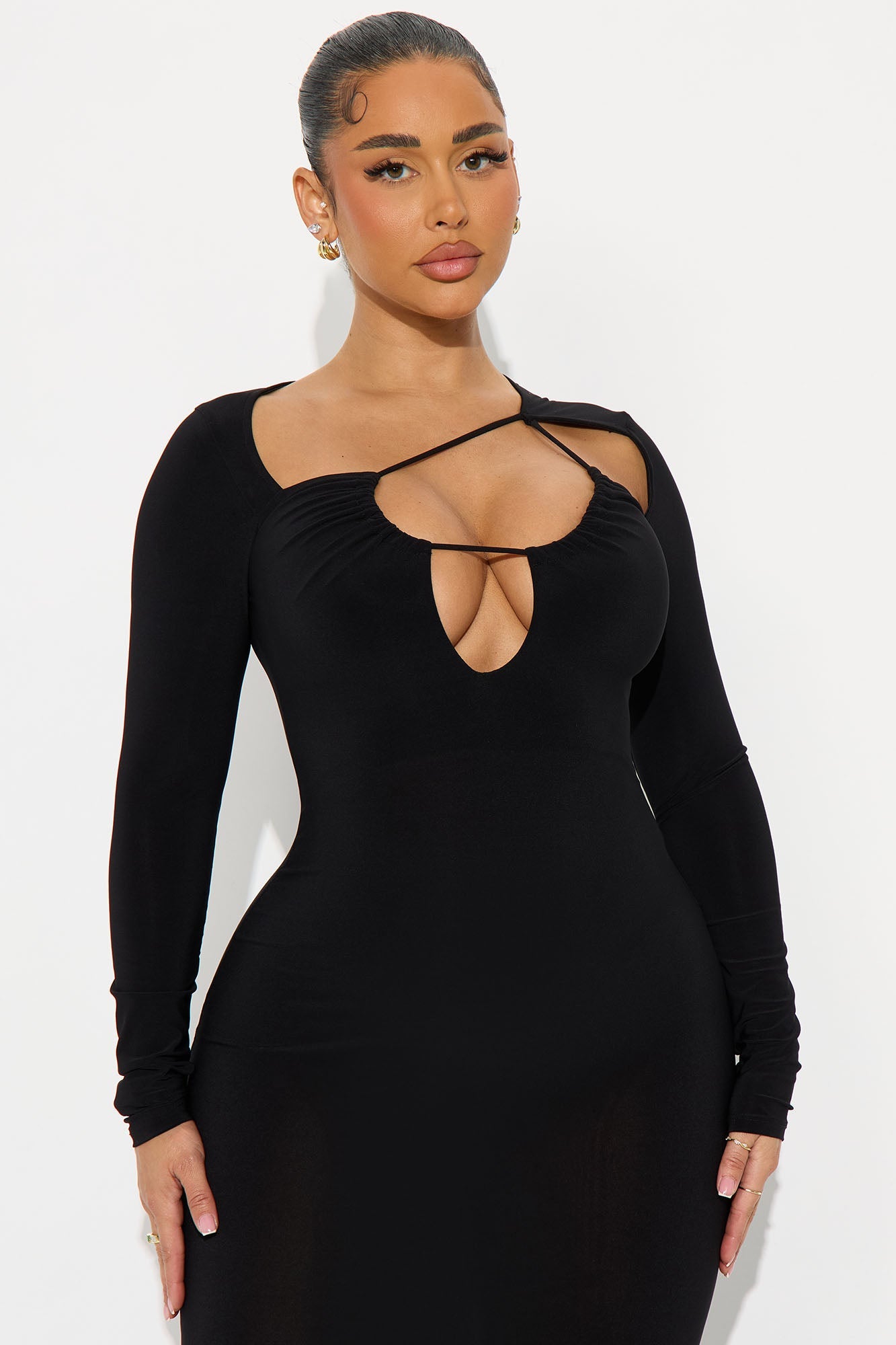 Caught You Staring Strappy Maxi Dress - Black