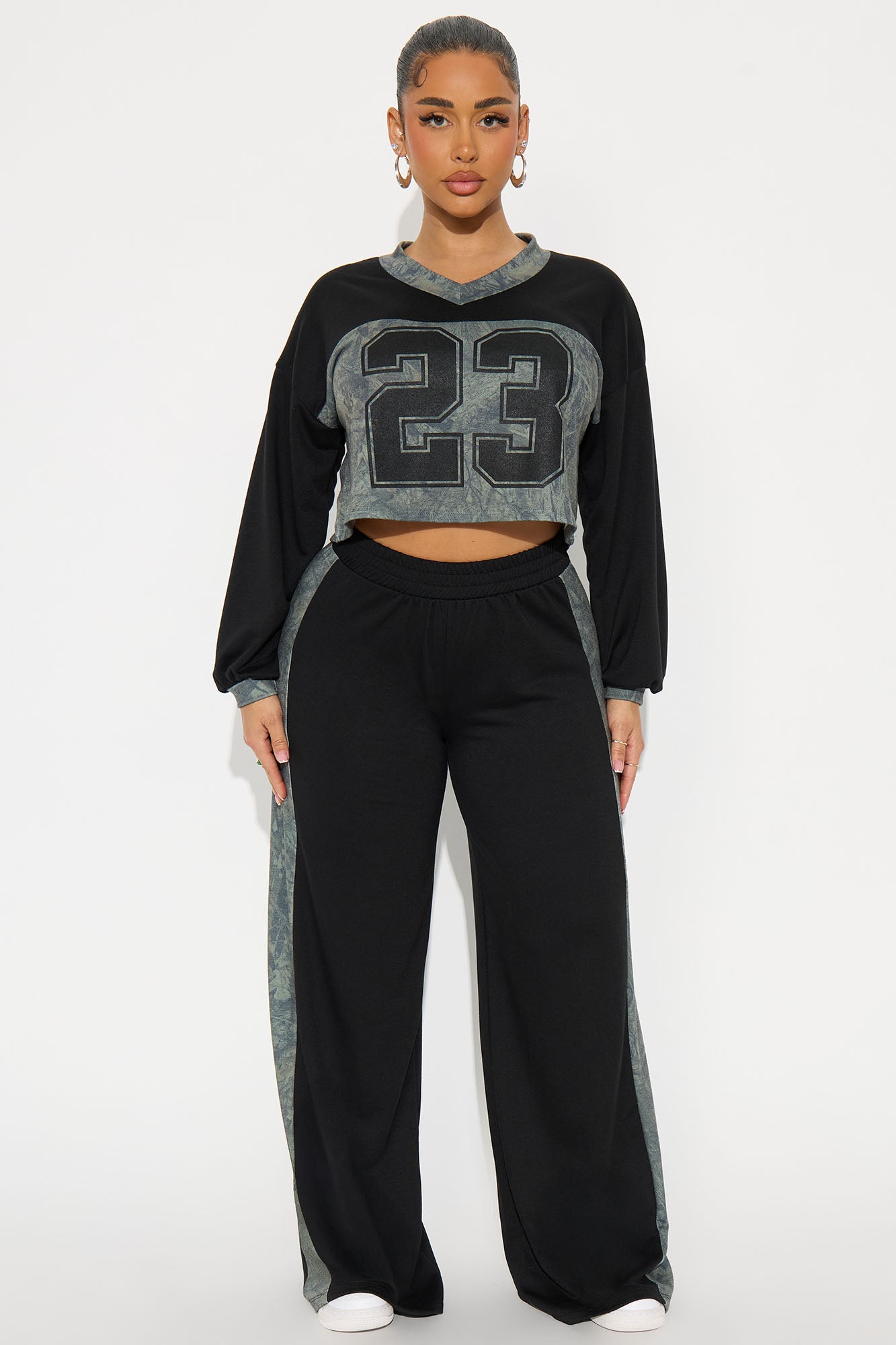 Stay Strong French Terry Pant Set  - Black