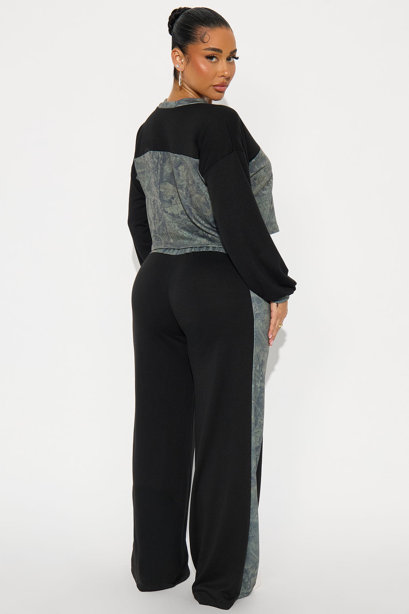 Stay Strong French Terry Pant Set  - Black