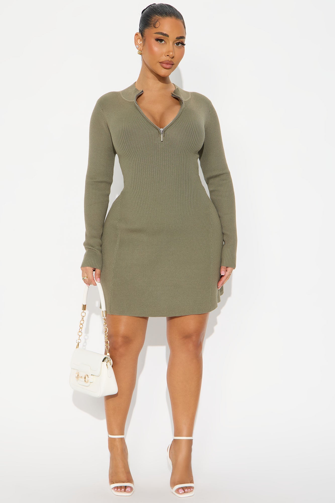 Shelby Sweater Mini Dress - Olive