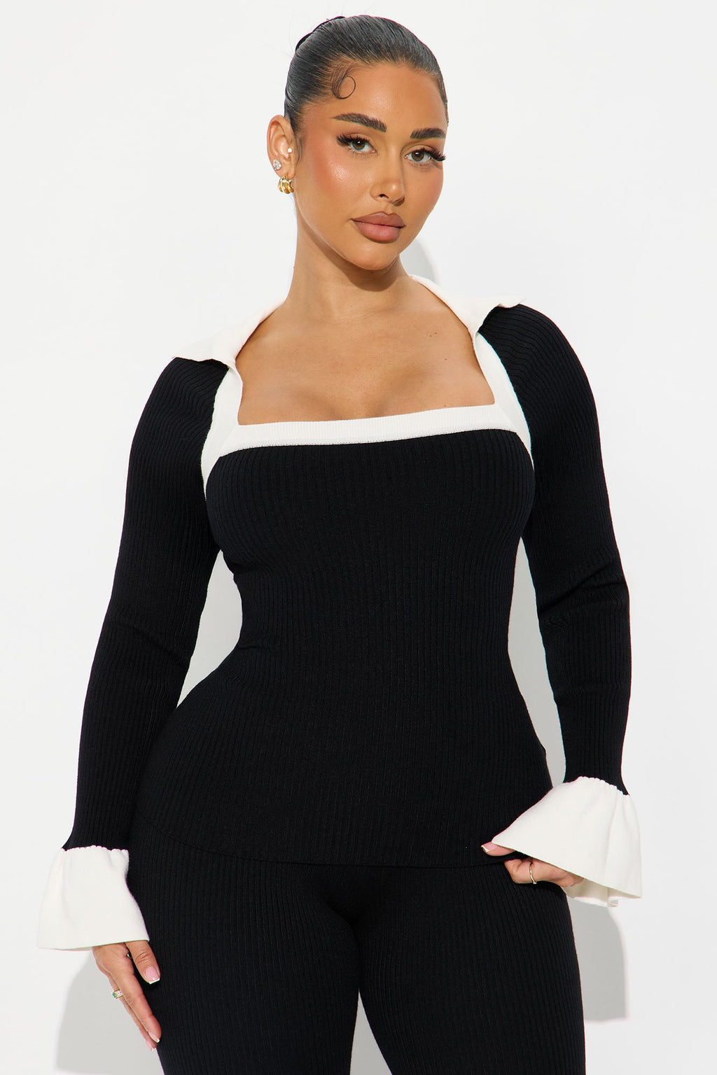 Amara Sweater Pant Set - Black/White 