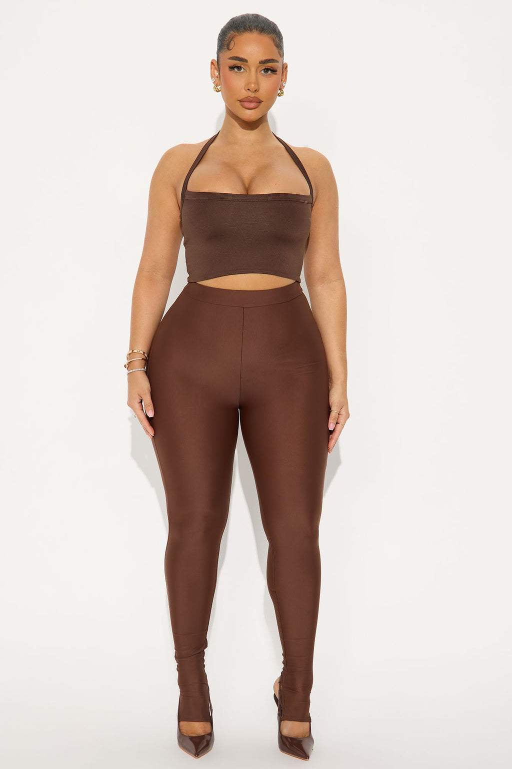 Sleek Statement High Rise Footed Legging - Chocolate