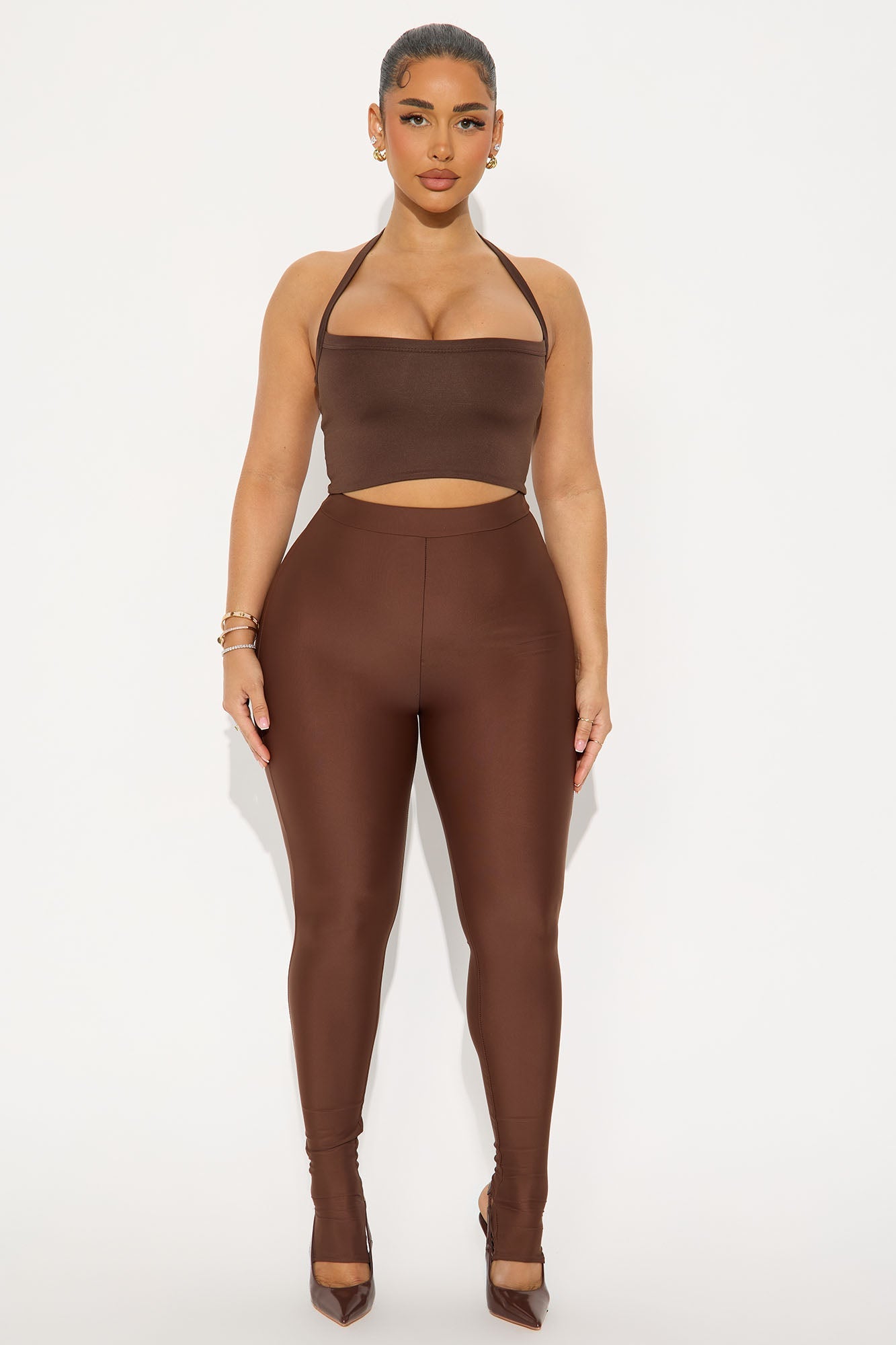 Sleek Statement High Rise Footed Legging - Chocolate