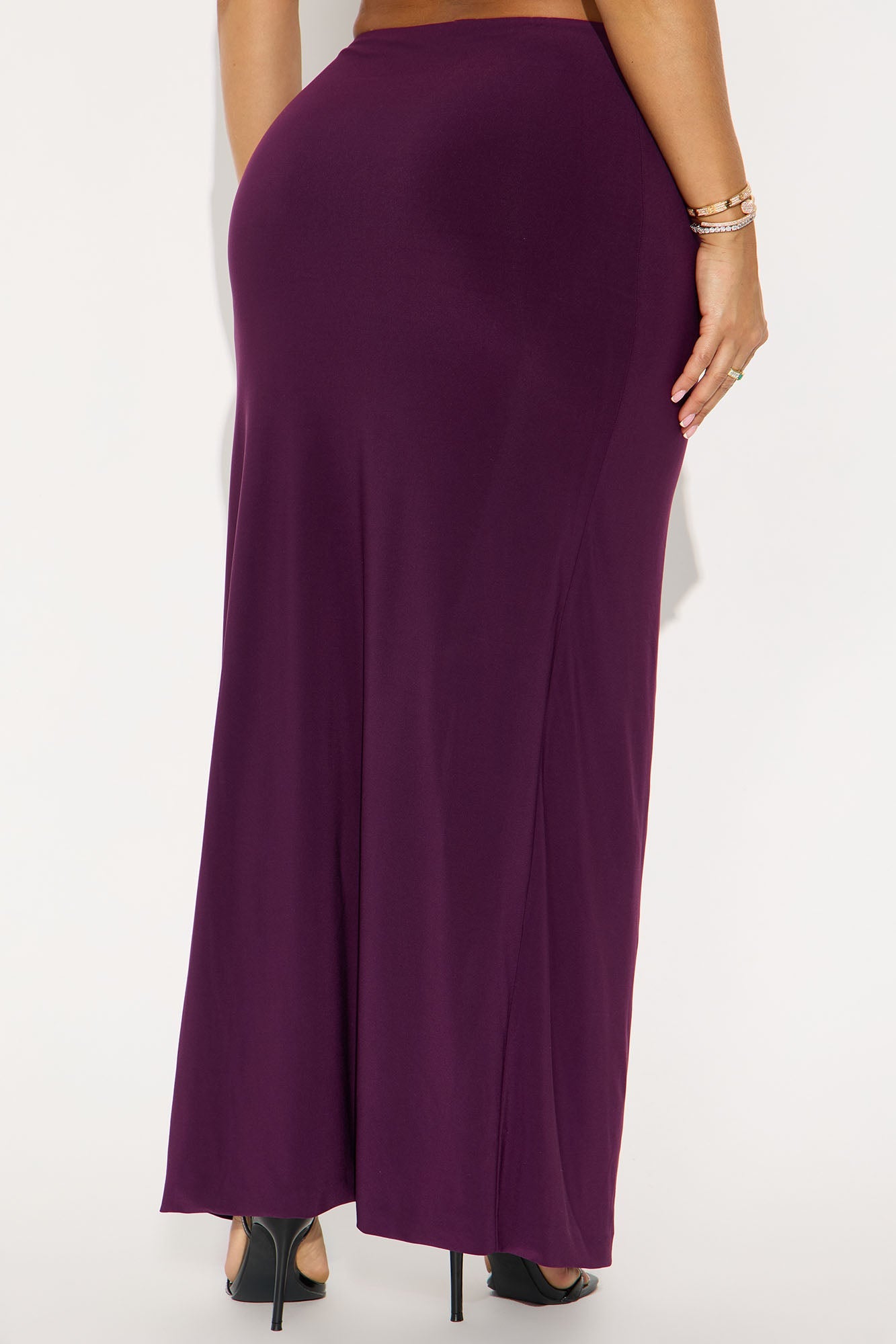 Hard To Handle High Slit Maxi Skirt - Plum 