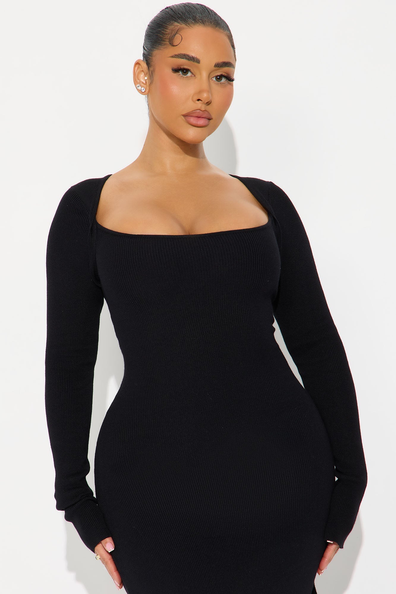 Hold Me Close Sweater Maxi Dress - Black
