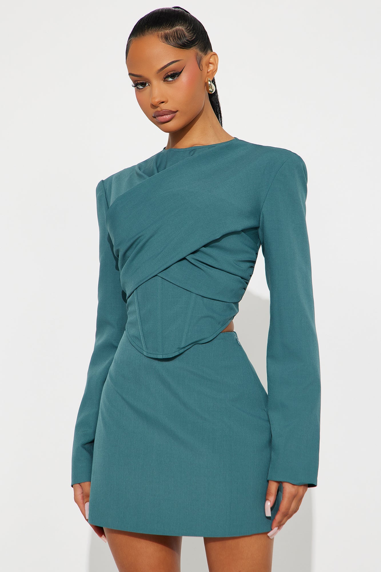 Modern Muse Mini Skirt Set - Hunter