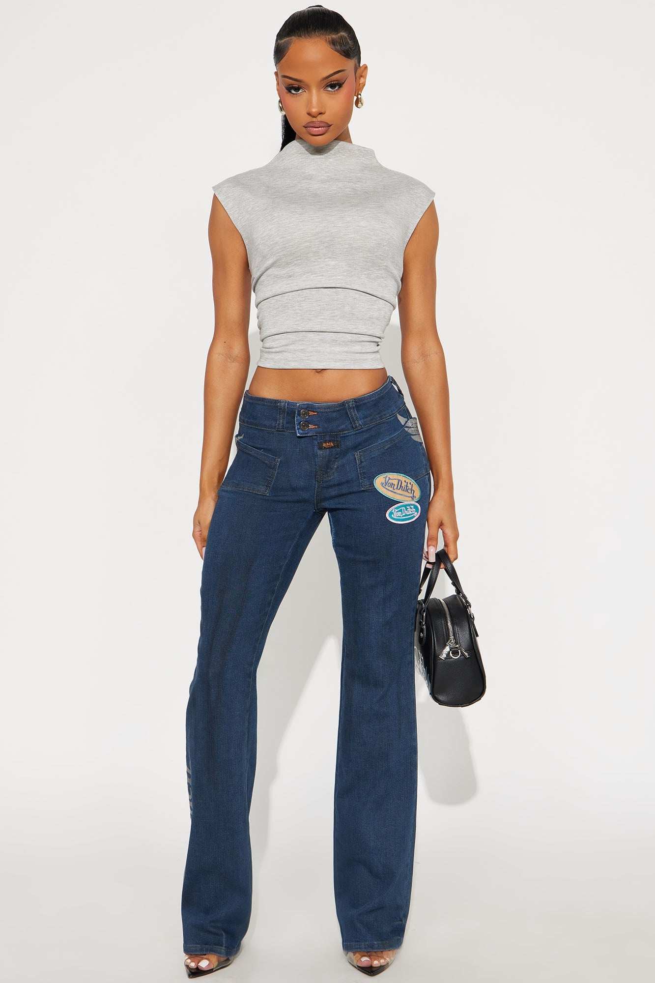 Von Dutch Wings Low Rise Bootcut Jeans - Medium Wash