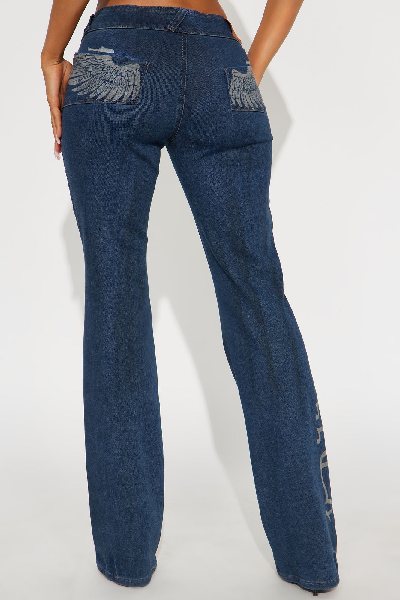 Von Dutch Wings Low Rise Bootcut Jeans - Medium Wash
