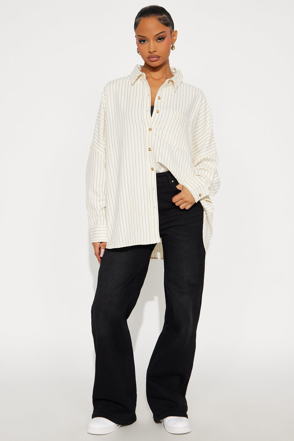 Make My Move Pinstripe Shirt - Cream