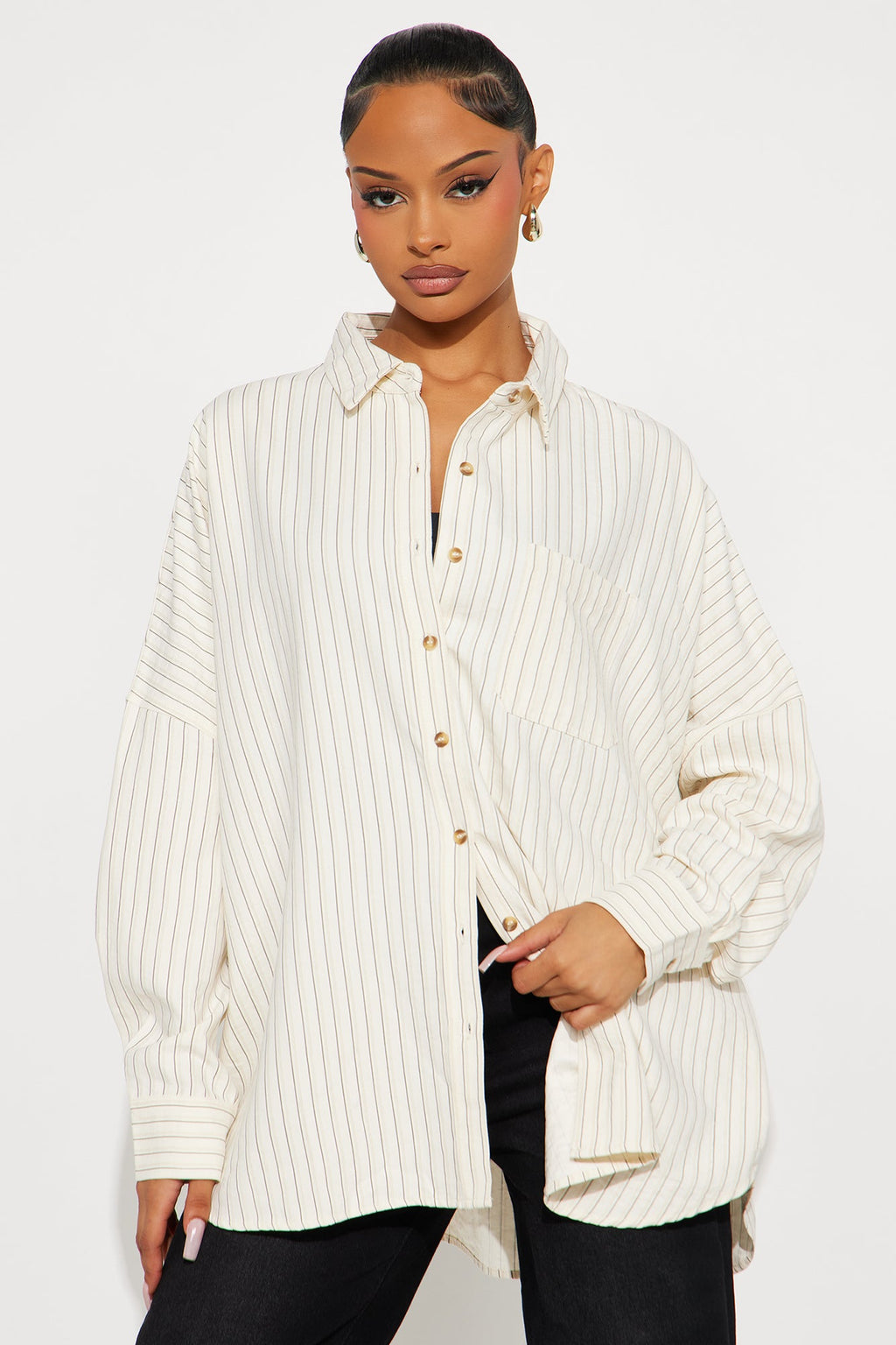 Make My Move Pinstripe Shirt - Cream