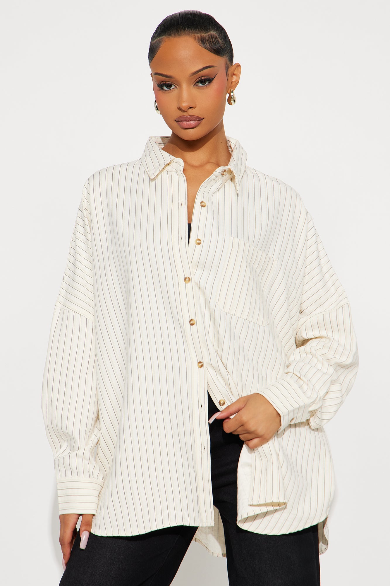 Make My Move Pinstripe Shirt - Cream