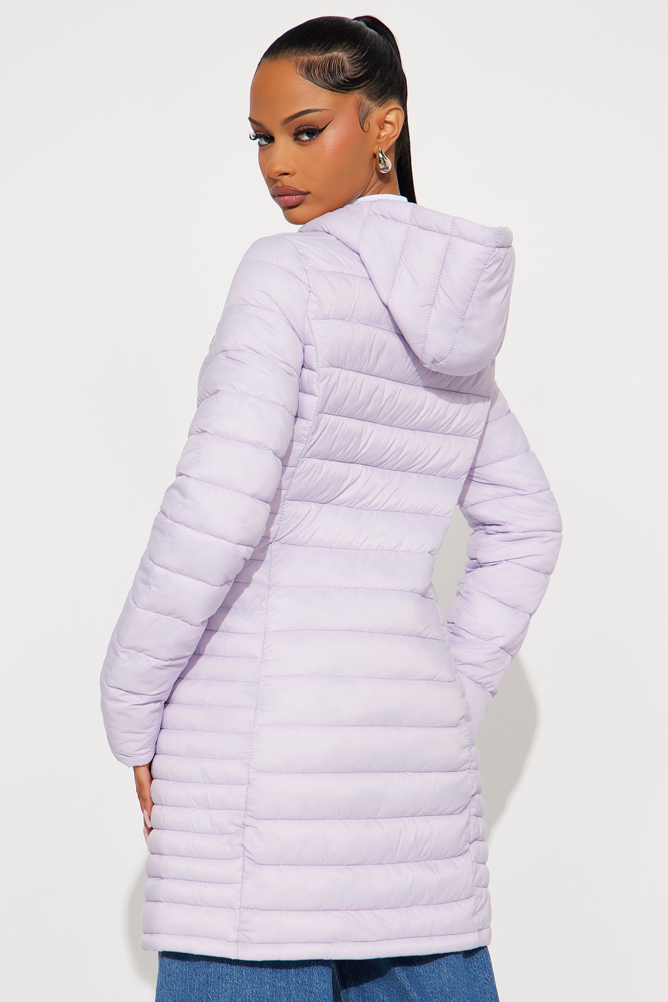 Padded Landing Puffer Coat - Lavender