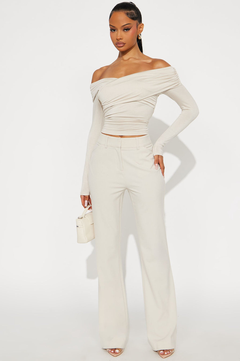 Tasha Dressy High Rise Pants - Oatmeal