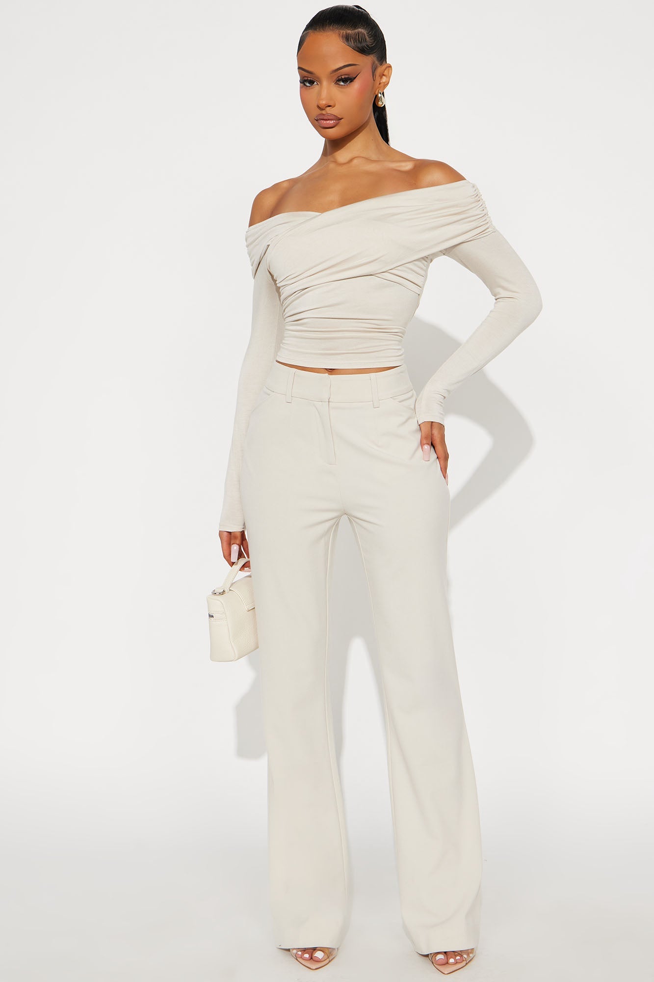 Tasha Dressy High Rise Pants - Oatmeal