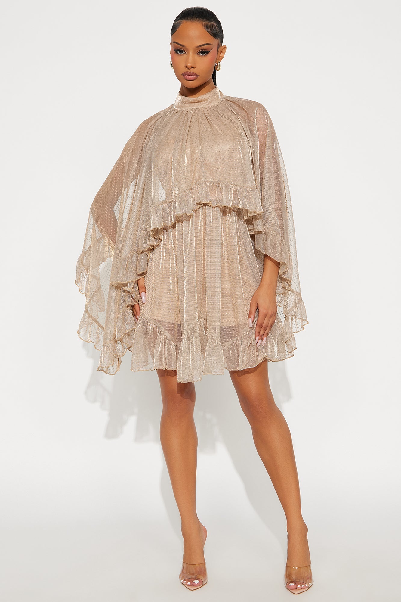 Ashlyn Ruffle Mini Dress - Gold