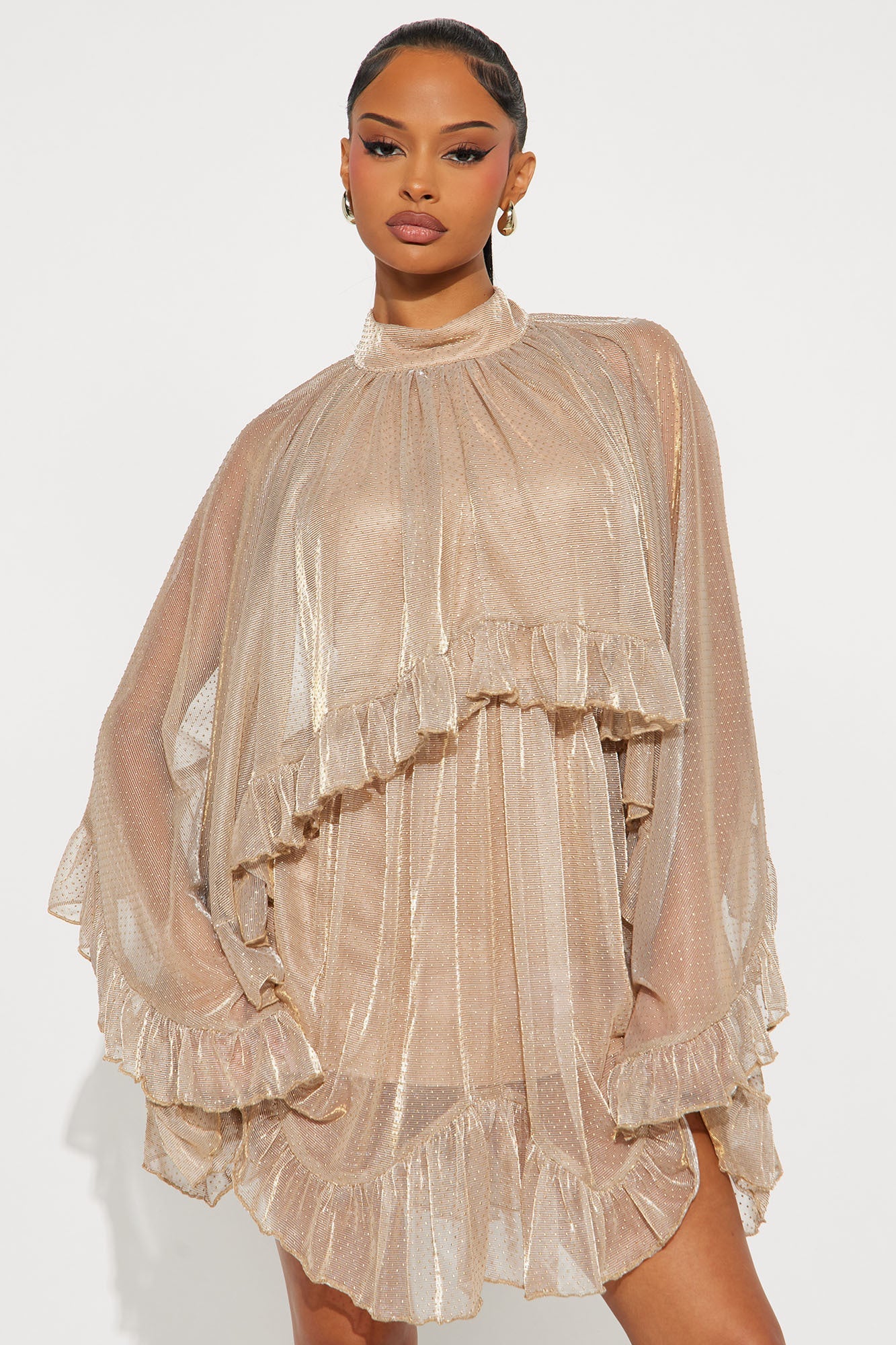 Ashlyn Ruffle Mini Dress - Gold