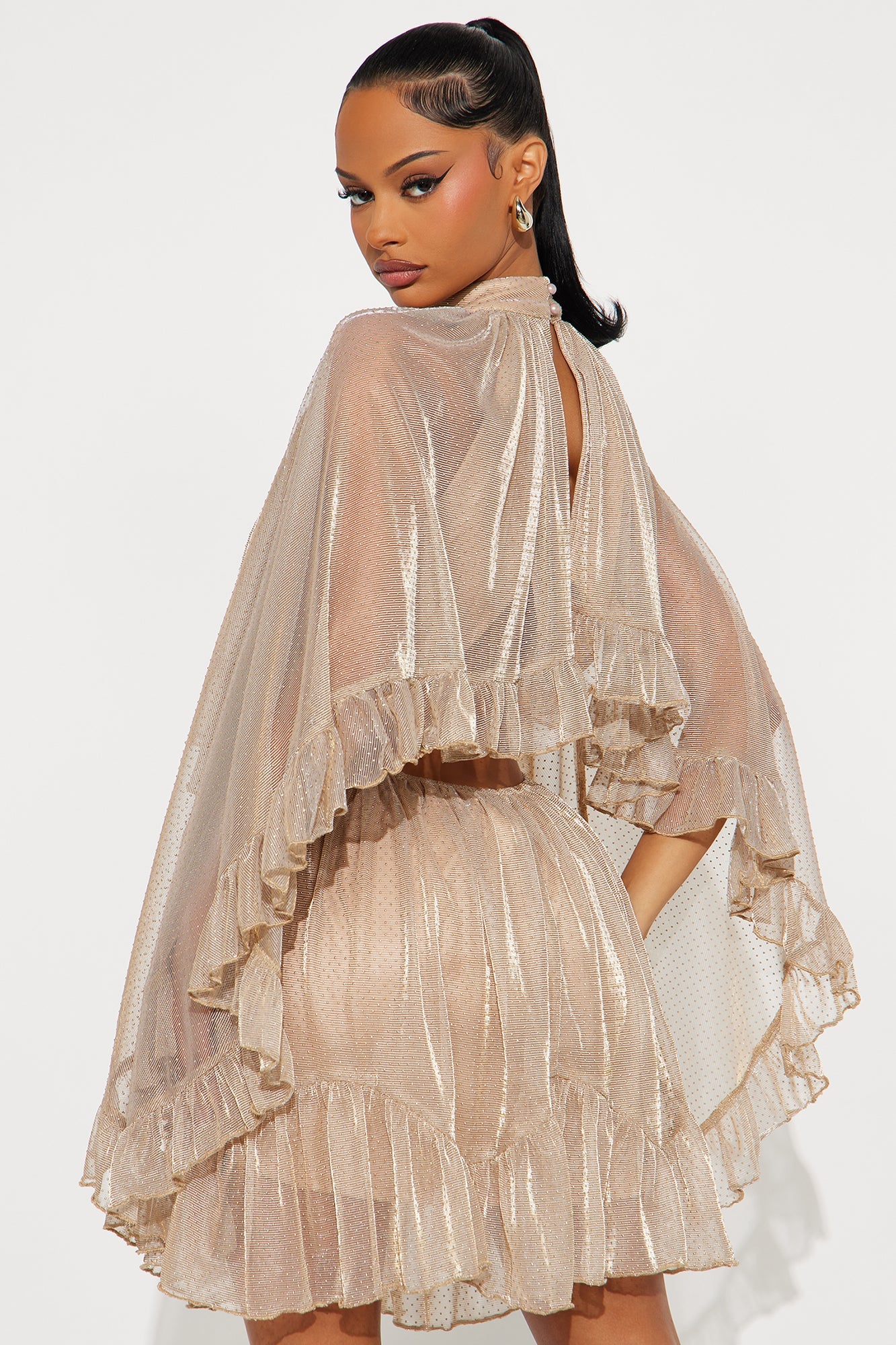 Ashlyn Ruffle Mini Dress - Gold