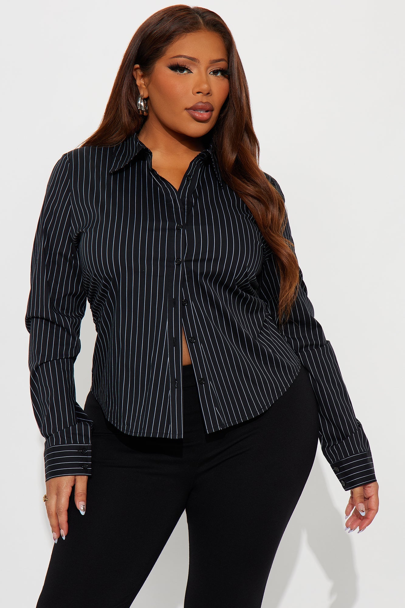 Time Of My Life Pinstripe Poplin Shirt - Black/combo