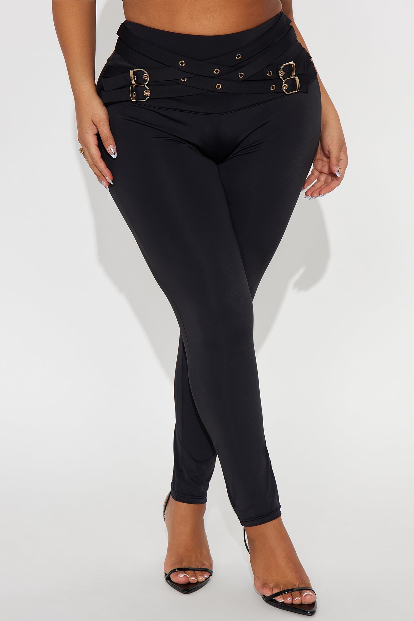 Baddie Alert High Rise Belted Legging - Black