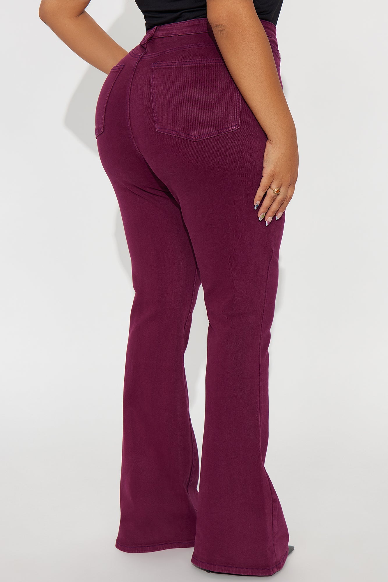 Bon Voyage High Rise Flare Jeans - Burgundy