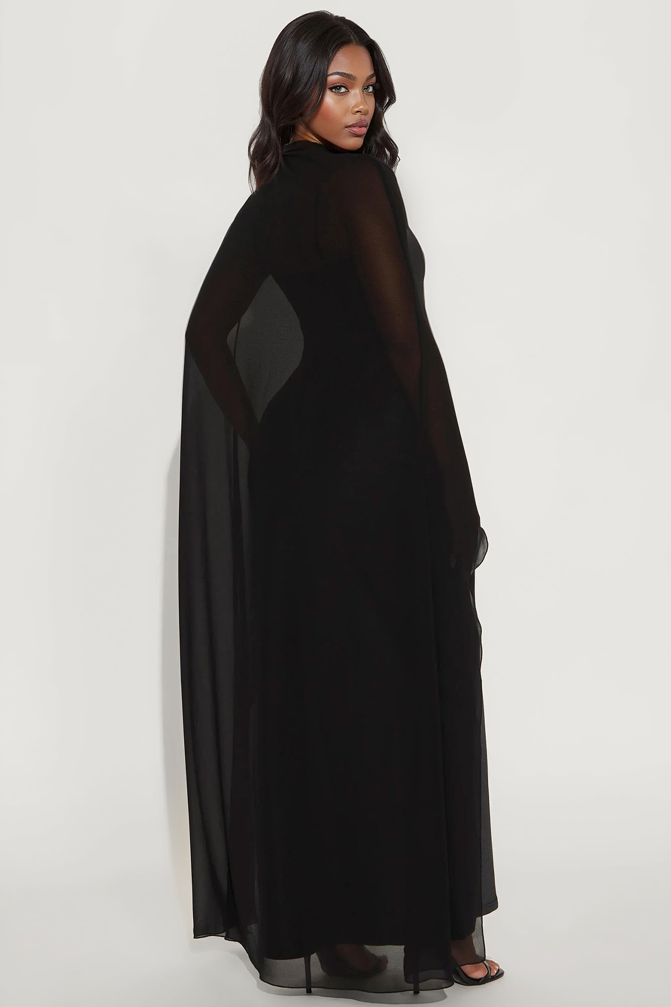 Silk Secrets Draped Satin Maxi Dress - Black