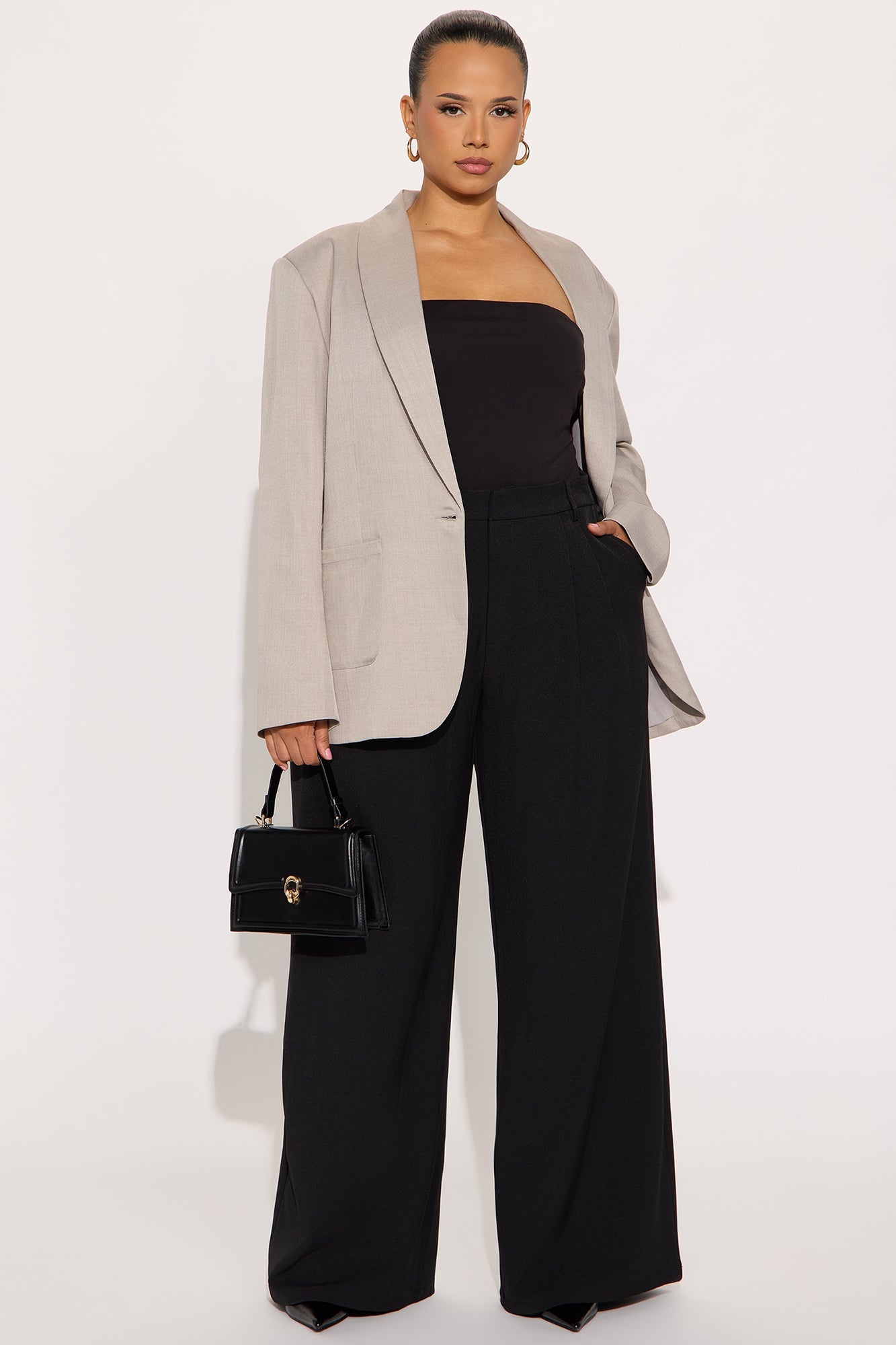Cynthia Wide Leg Trouser Pant 33″ - Black