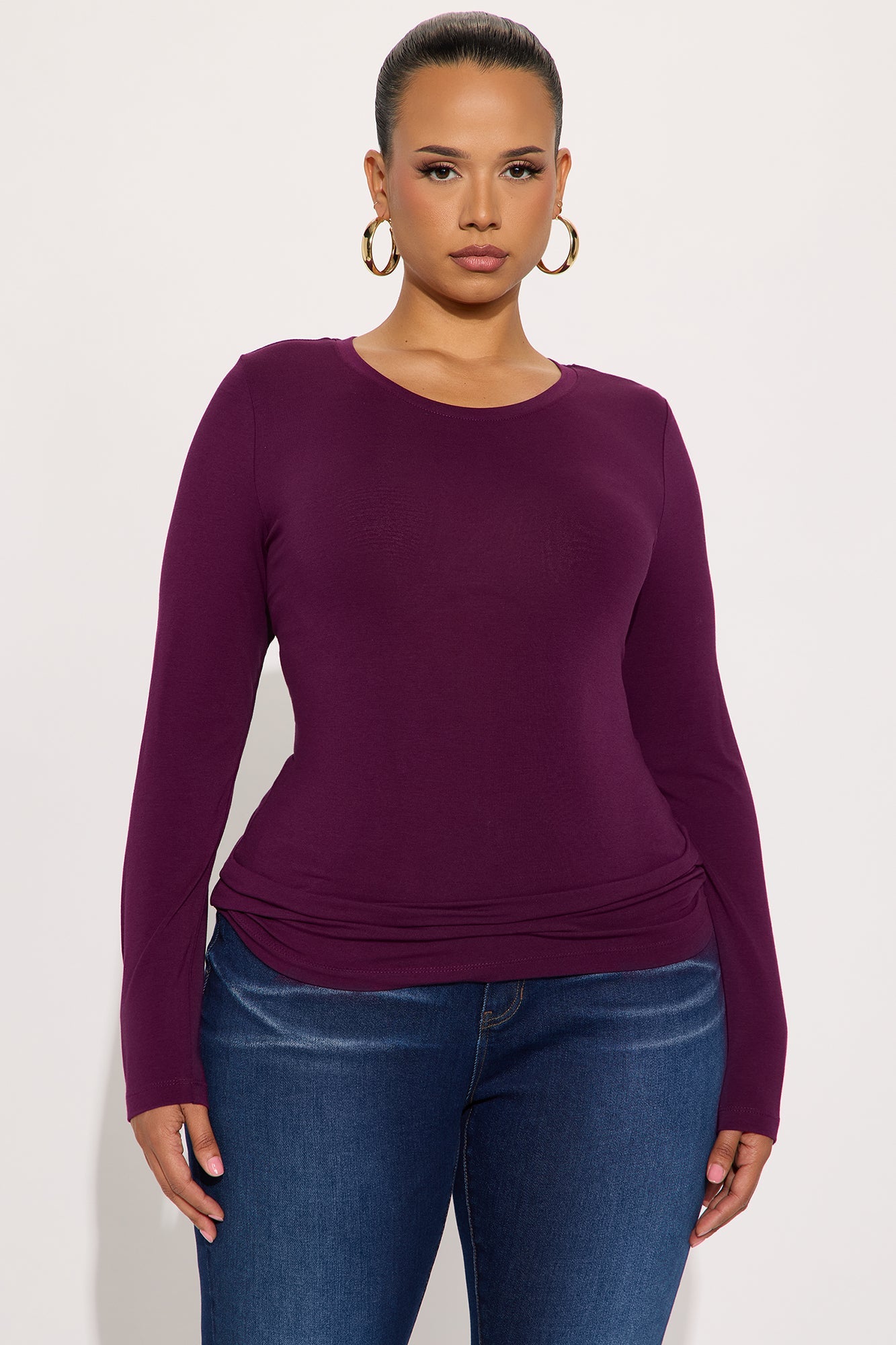 Julia Long Sleeve Top - Plum