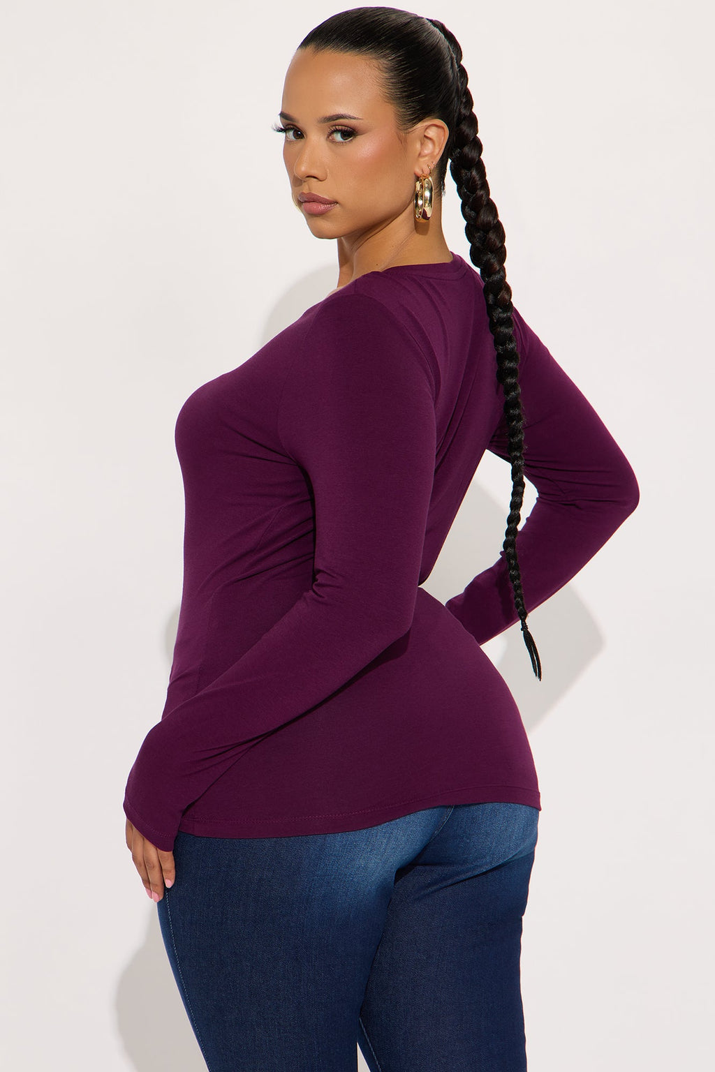 Julia Long Sleeve Top - Plum