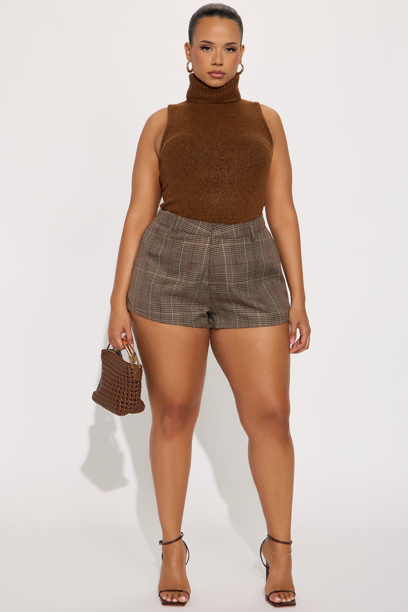 Taylor Plaid Micro Trouser Short - Brown/combo
