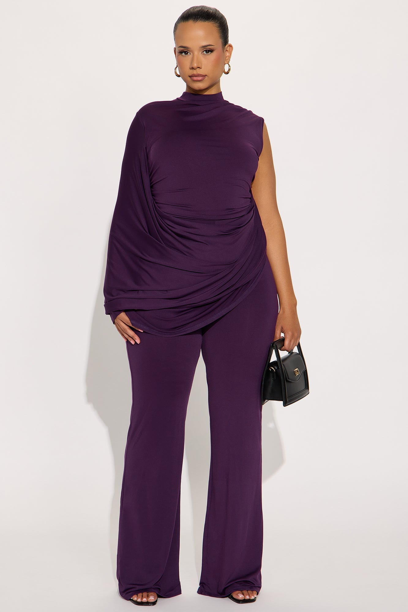 Isadora Draped Jumpsuit - Eggplant