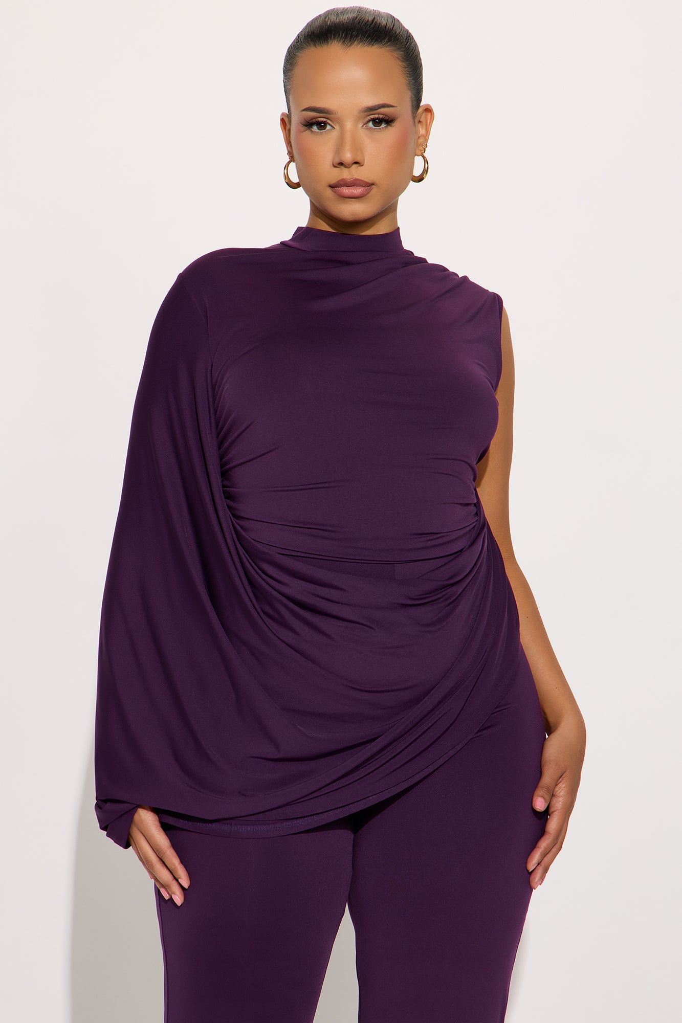 Isadora Draped Jumpsuit - Eggplant