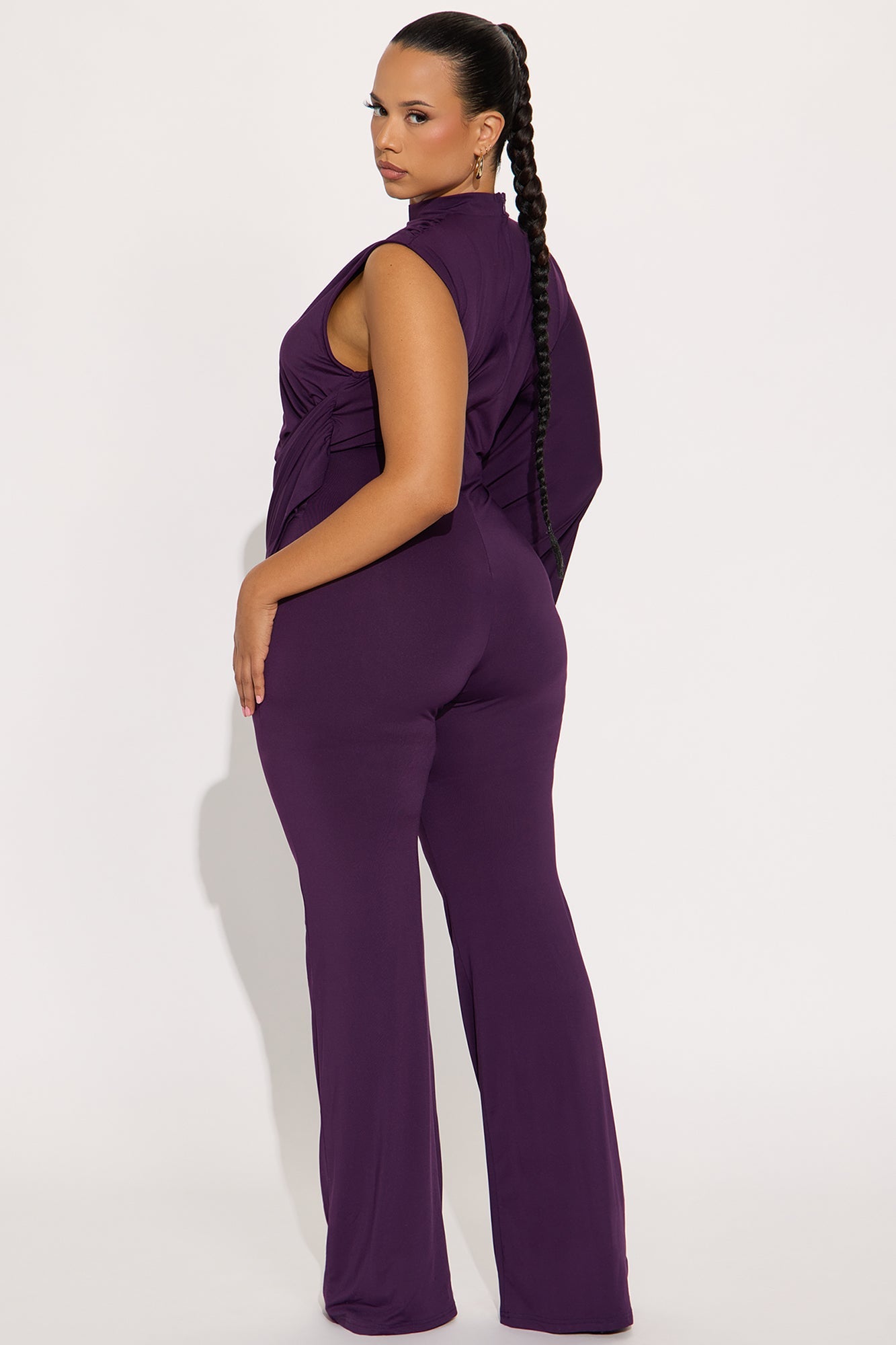 Isadora Draped Jumpsuit - Eggplant