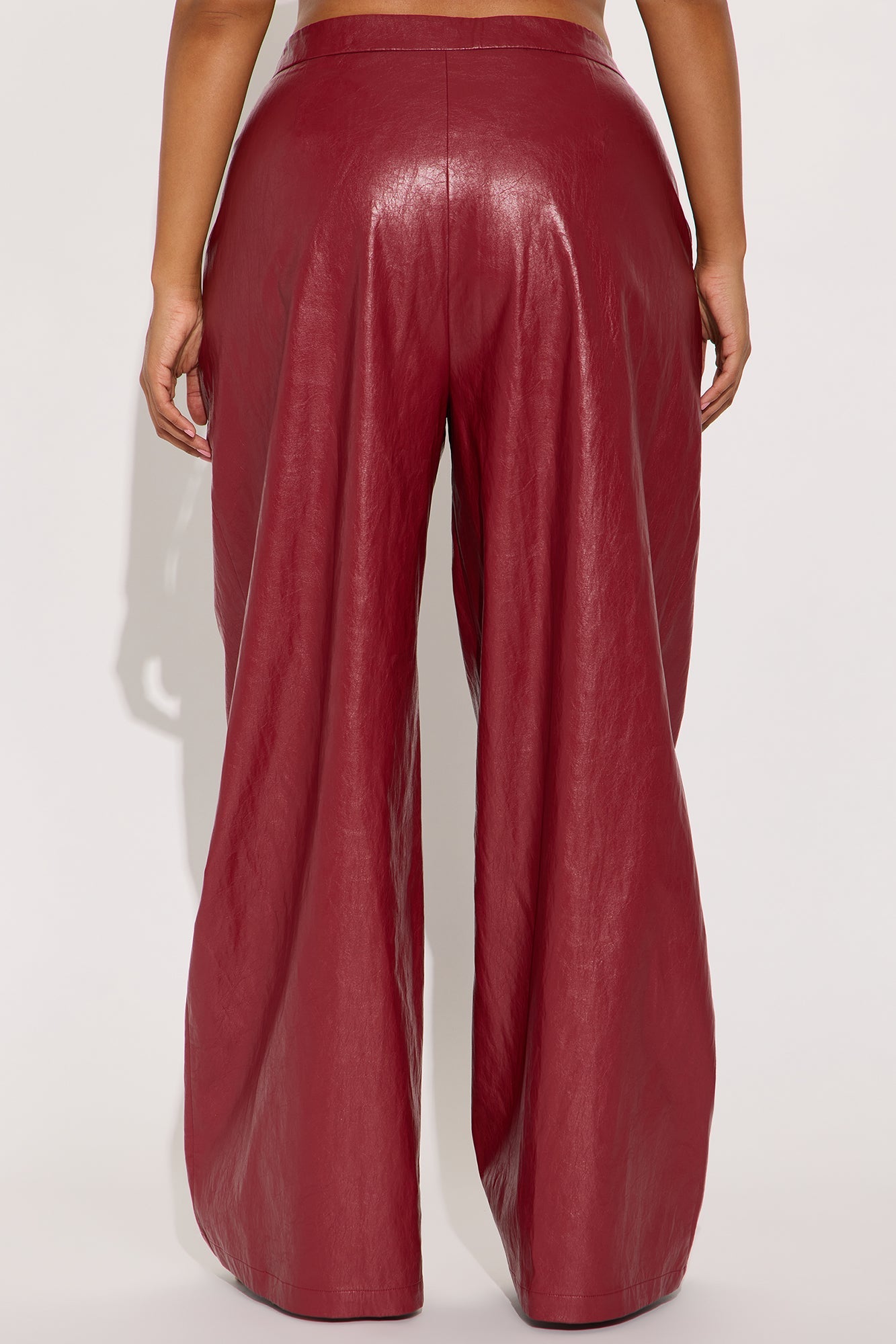 Vera Wide Leg Faux Leather Pant 33 - Red