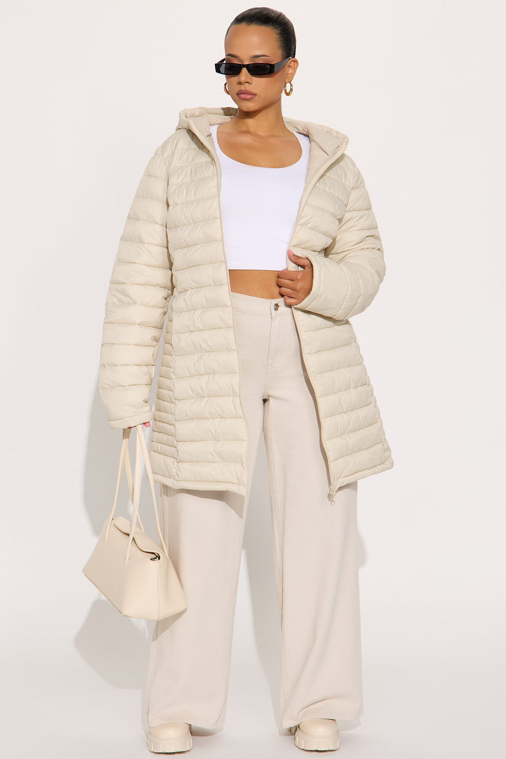 Padded Landing Puffer Coat - Stone