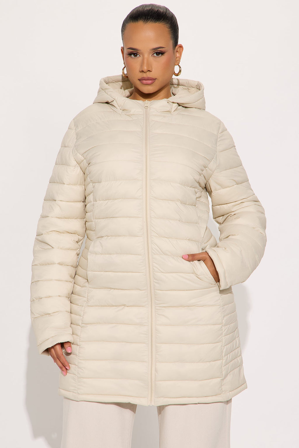 Padded Landing Puffer Coat - Stone
