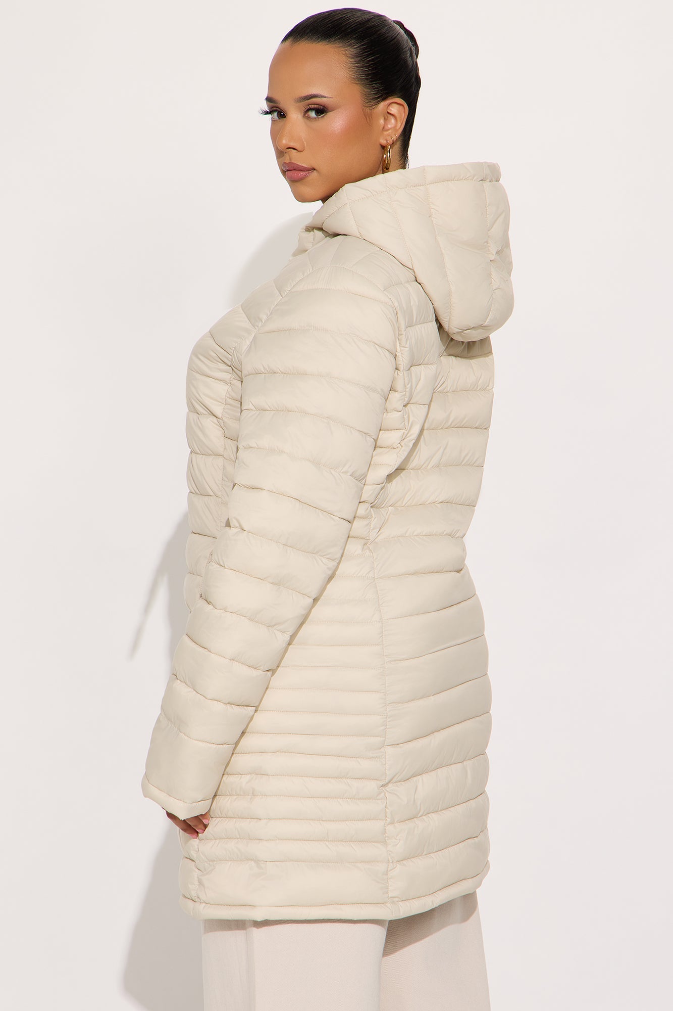 Padded Landing Puffer Coat - Stone