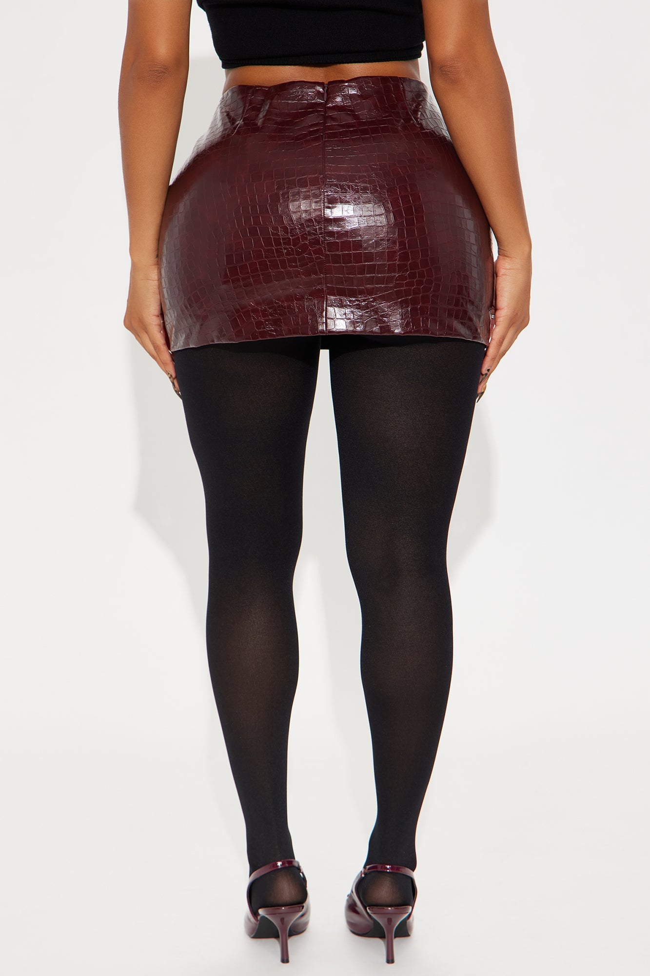Gianna Faux Leather Mini Skirt - Burgundy