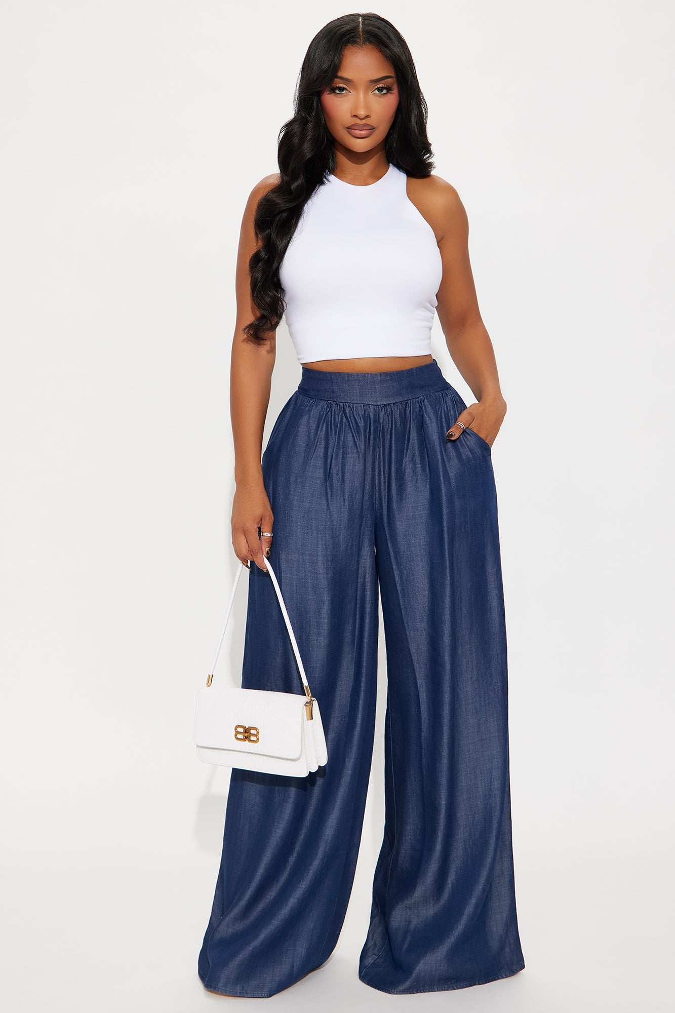 Gloriana Wide Leg Pant - Dark Wash