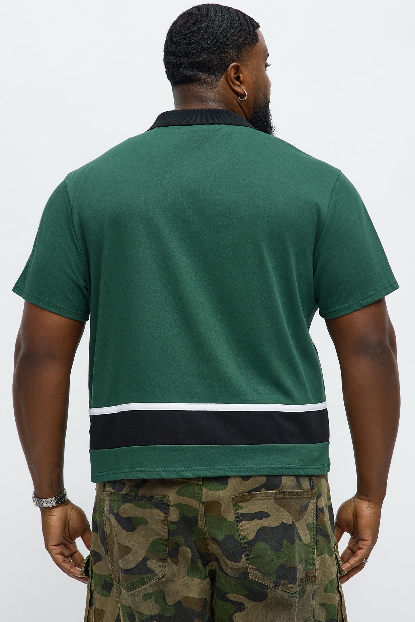 Southpole Relaxed Fit Collared Graphic Shirt - Olive