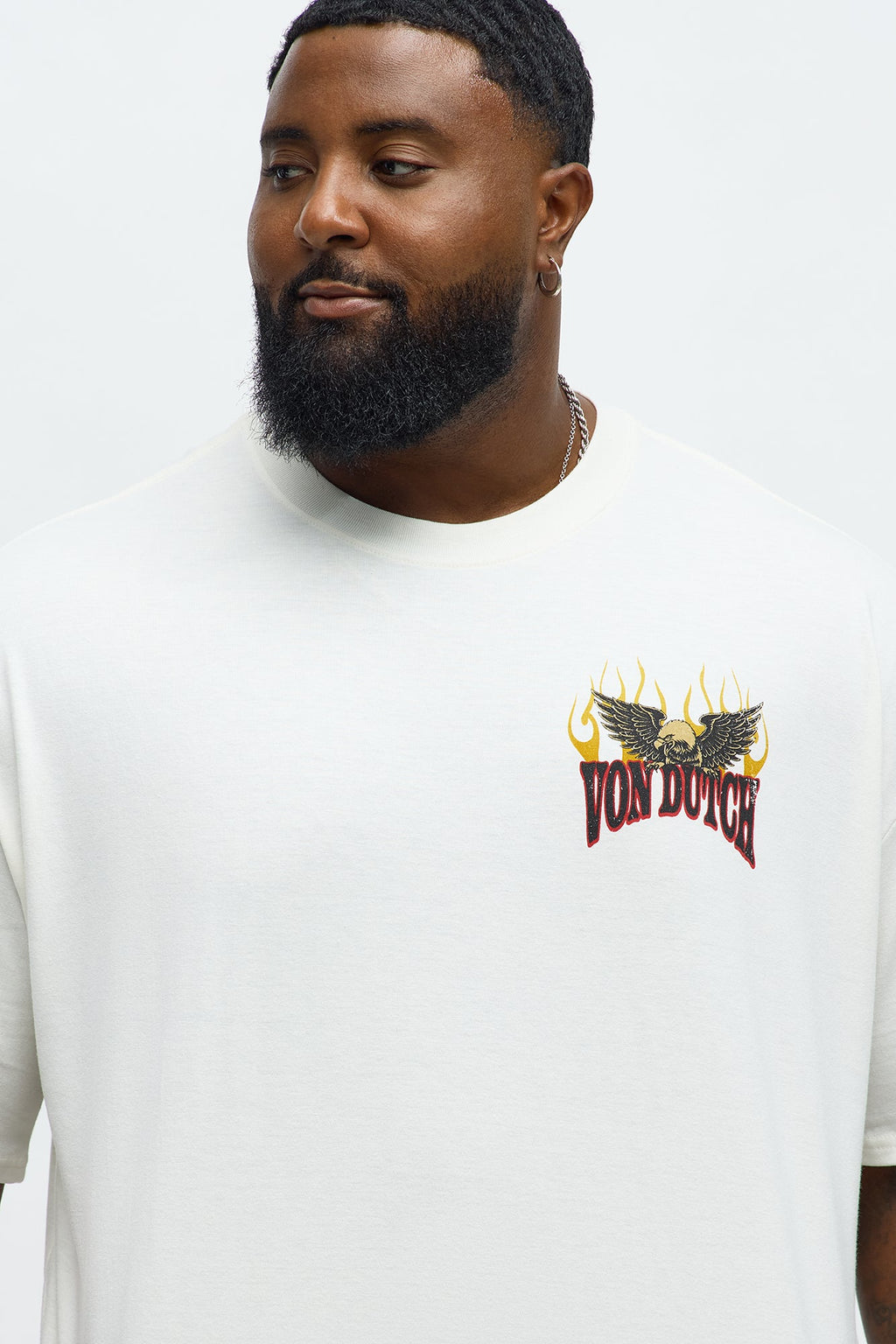 Oversized Von Dutch Eagle Patch Tee - Cream
