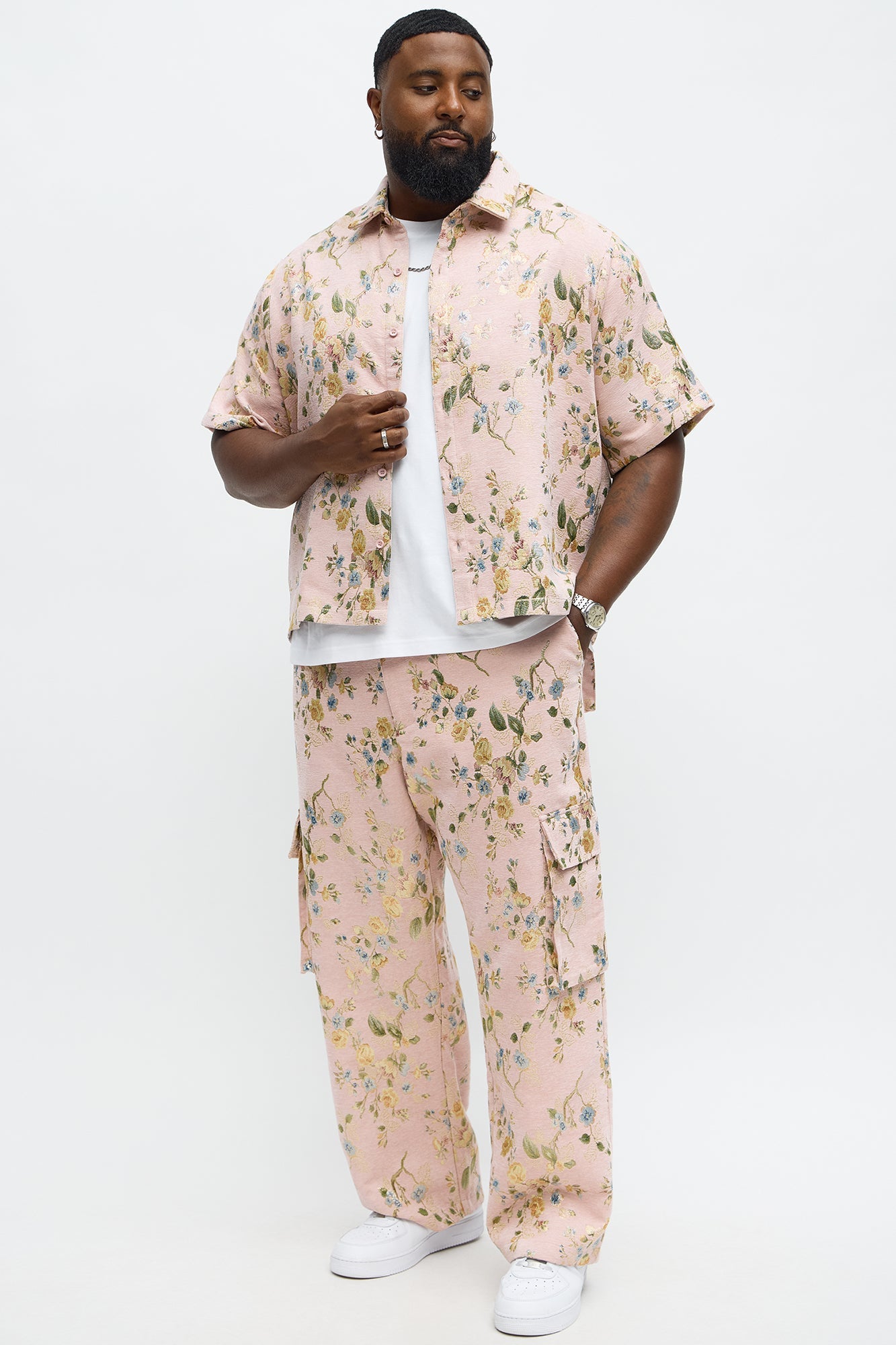 Baggy Blooming Cargo Pant - Pink