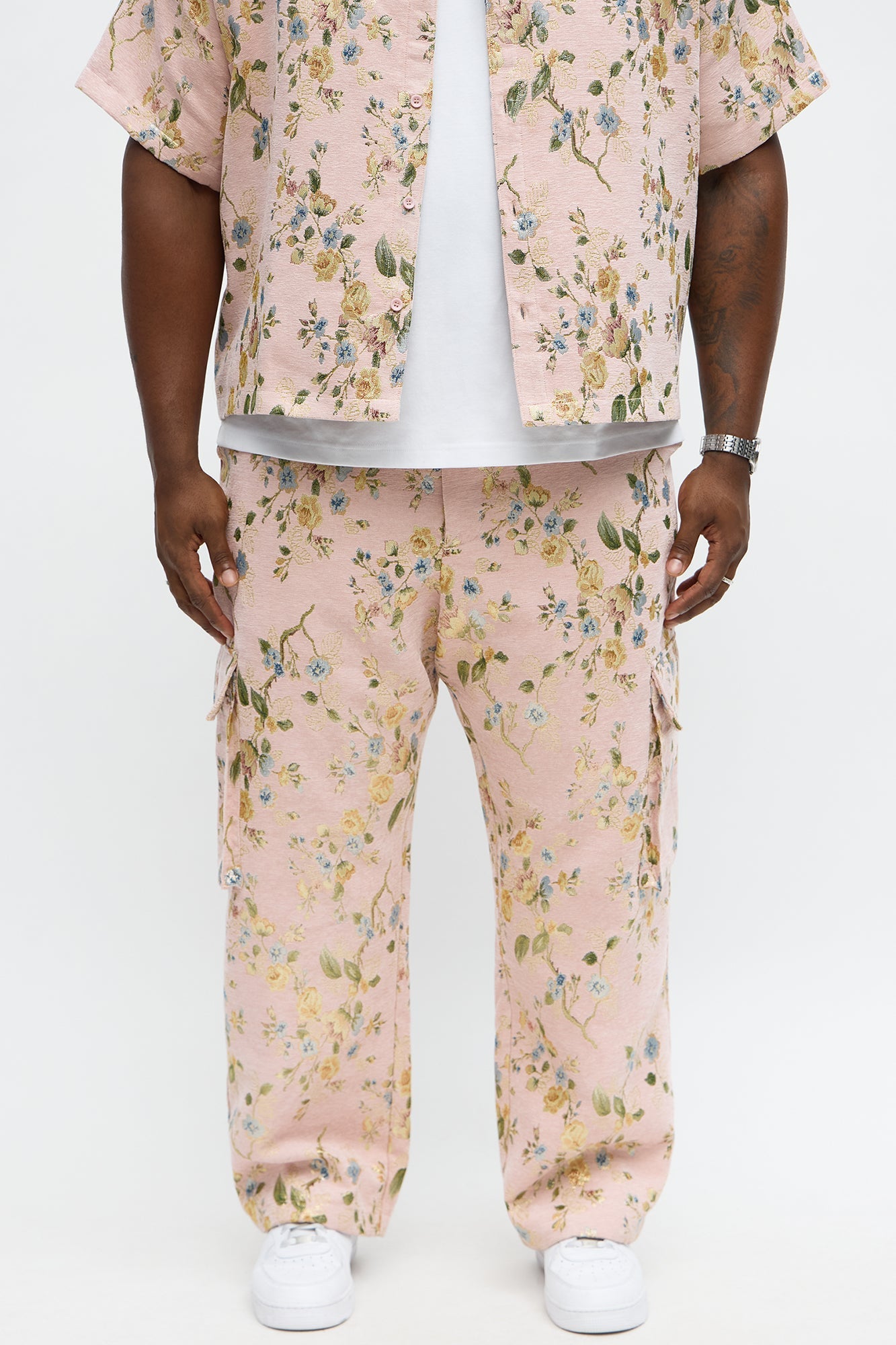 Baggy Blooming Cargo Pant - Pink