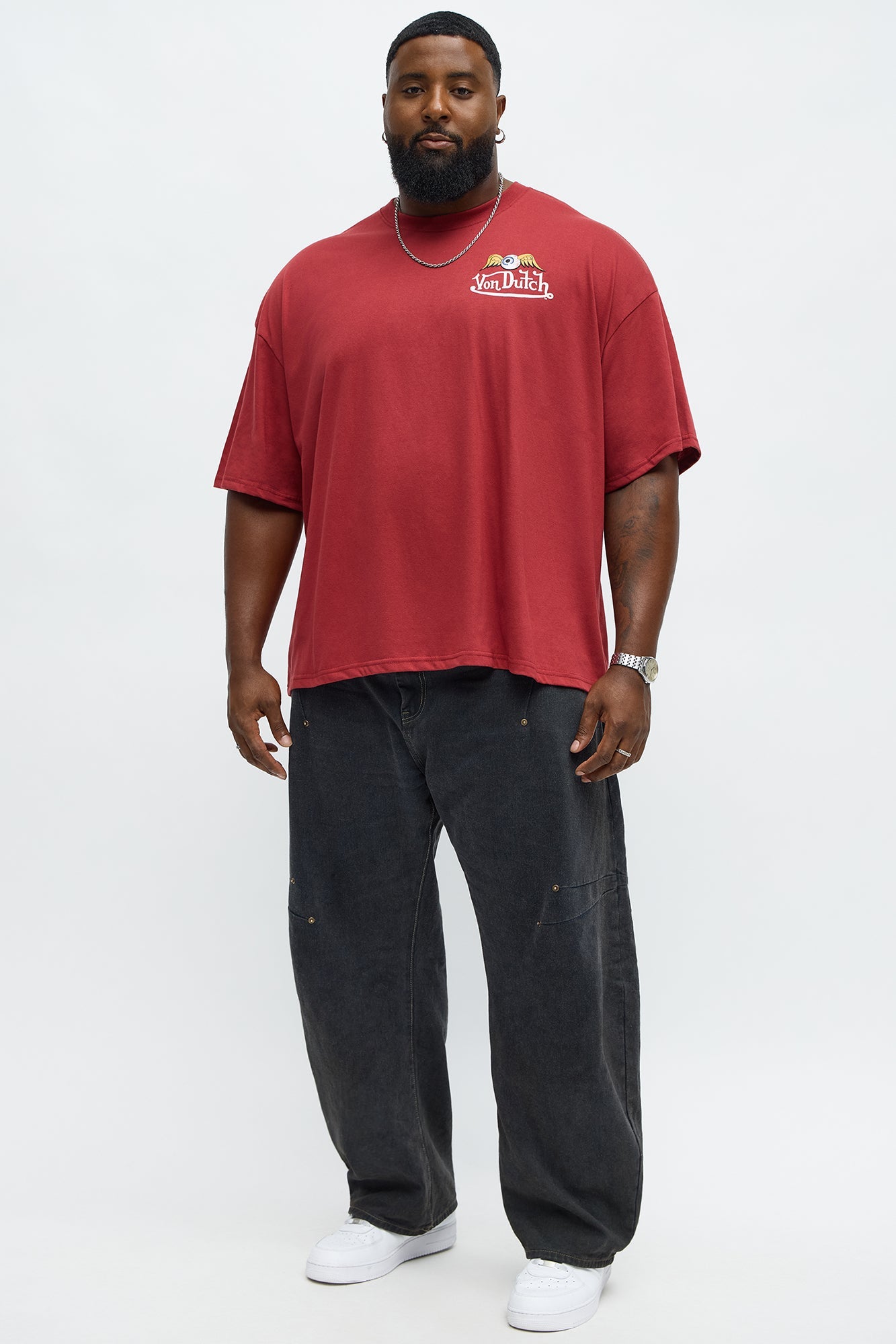 Oversized Von Dutch Signature Tee - Burgundy