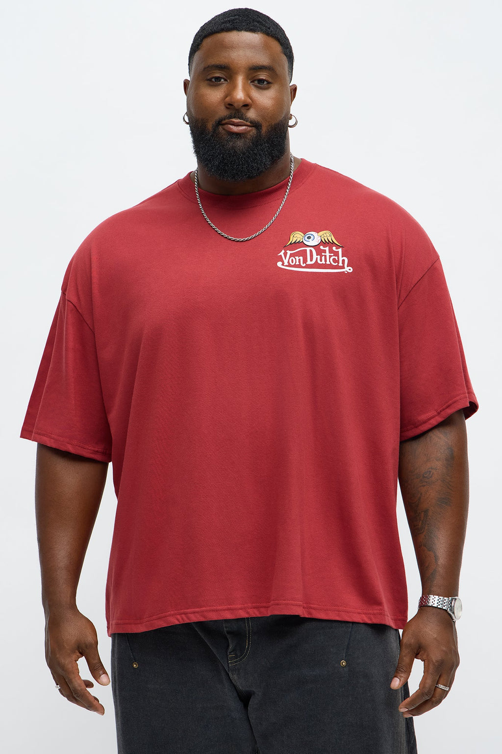 Oversized Von Dutch Signature Tee - Burgundy